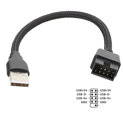 20cm USB-A Male To 9Pin Motherboard Built-In RGB Data To External U Port Adapter Cable(Black) by buy2fix