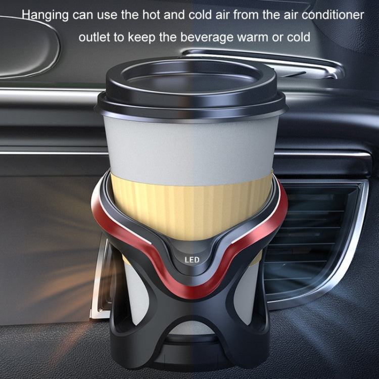 Car Cup Holder Air Conditioner Outlet Multifunctional Storage Rack, Color: Black Red LED Light by buy2fix