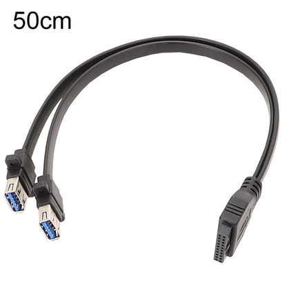 50cm Motherboard USB3.0 Panel Cable Front 19Pin To Dual-Port A Female Data Flat Cable by buy2fix