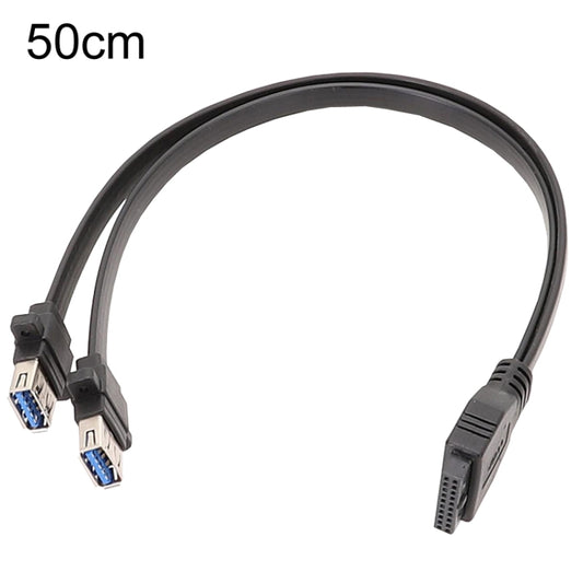 50cm Motherboard USB3.0 Panel Cable Front 19Pin To Dual-Port A Female Data Flat Cable by buy2fix