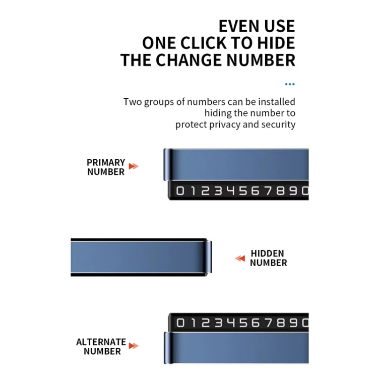 Metal Hidden Temporary Parking Number Plate Ornaments, Color: Single Number Silver by buy2fix