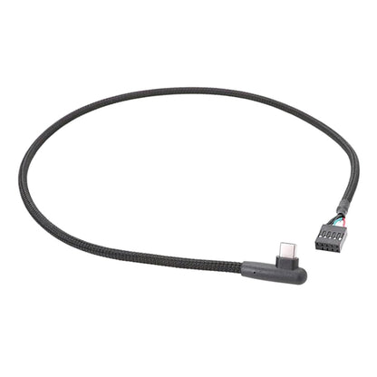 60cm Motherboard USB 9Pin To Type-C Elbow Data Cable Braided Network Cable(Black) by buy2fix