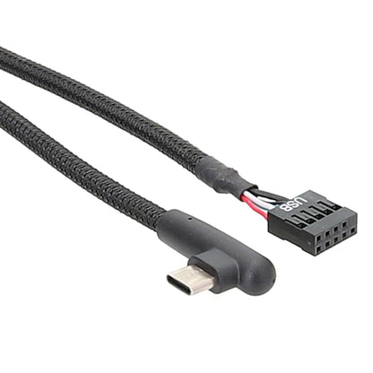 60cm Motherboard USB 9Pin To Type-C Elbow Data Cable Braided Network Cable(Black) by buy2fix