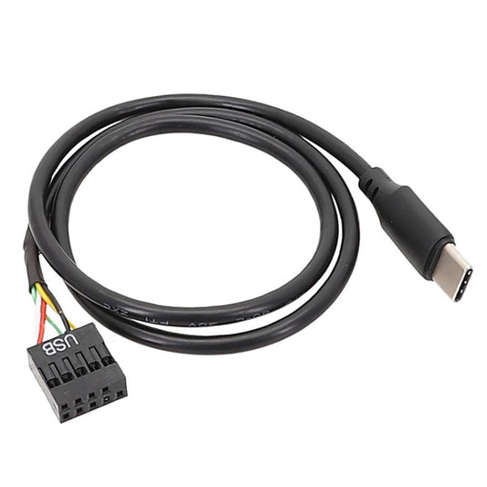 50cm Motherboard USB 9Pin To Type-C Straight Data Double Shielded Cable(Black) by buy2fix