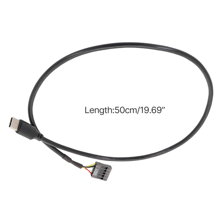 50cm Motherboard USB 9Pin To Type-C Straight Data Double Shielded Cable(Black) by buy2fix