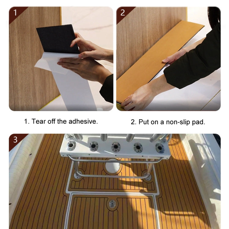 240x90x0.6cm Yacht RV Modification Imitation Teak Floor EVA Anti-slip Mat by buy2fix