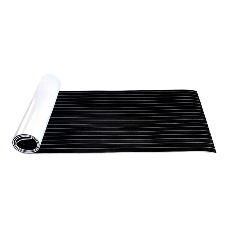 240x90x0.6cm Black White Yacht Imitation Teak Anti-Slip Deck EVA Mat by buy2fix