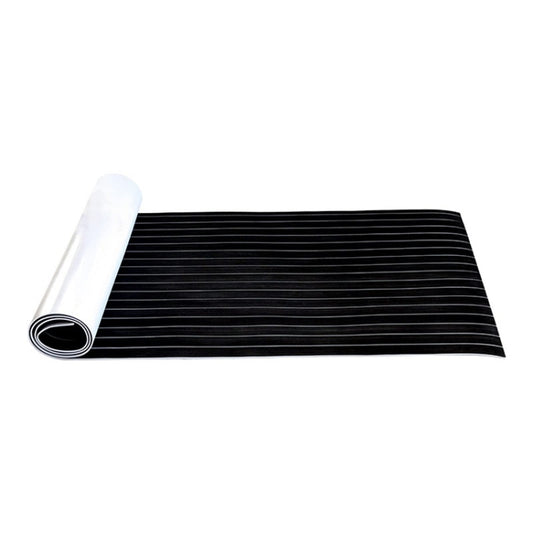 240x90x0.6cm Black White Yacht Imitation Teak Anti-Slip Deck EVA Mat by buy2fix