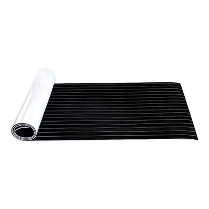 240x45x0.6cm Black White Yacht Imitation Teak Anti-Slip Deck EVA Mat by buy2fix