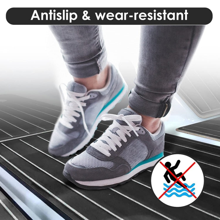 240x90x0.6cm Black White Yacht Imitation Teak Anti-Slip Deck EVA Mat by buy2fix