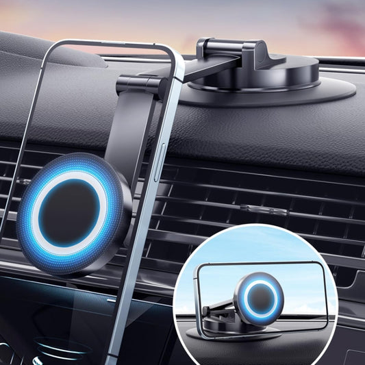 360 Rotating Car Magnetic Cell Phone Holder Magsafe Metal Car Folding Navigation Stand(Black) - Universal Car Holders by buy2fix | Online Shopping UK | buy2fix