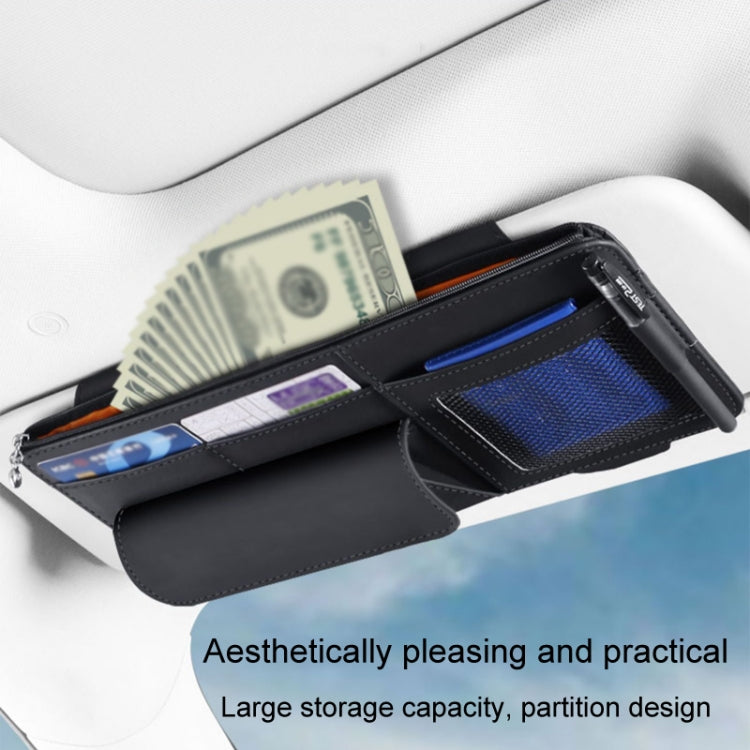 Multi-functional Car Sunshade Sunglasses ID Ticket Storage Bag Car Sun Visor Eyeglasses Case(Grey) by buy2fix