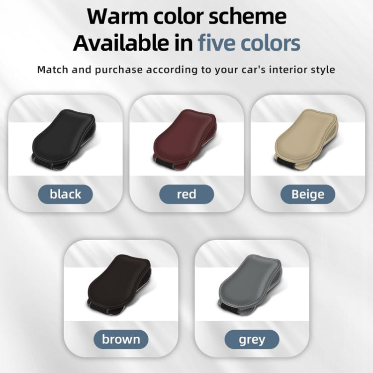 Car Eyeglasses Clip Car Leather Magnetic Closure Sunglasses Storage Bag(Beige) by buy2fix