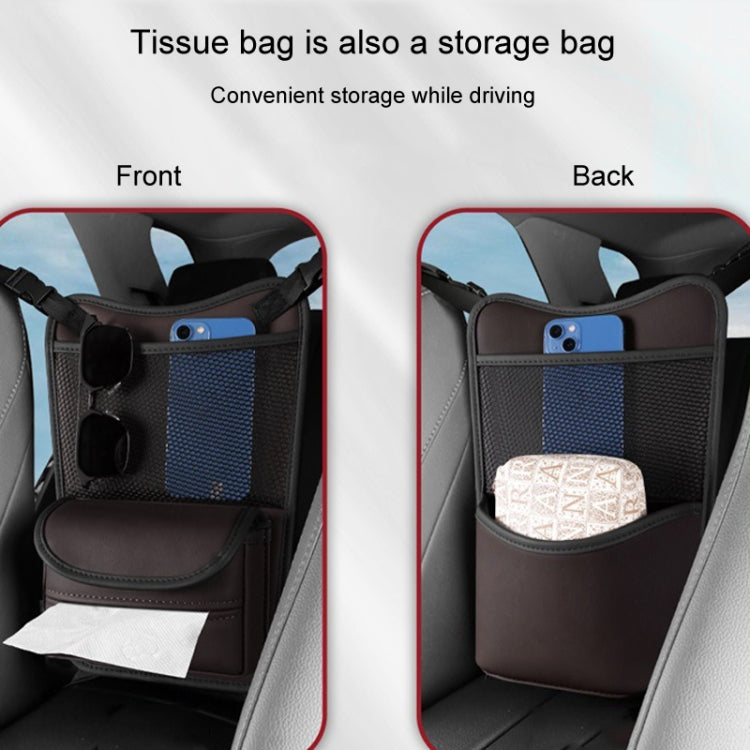 Car Between Seats Organizer Multifunctional Storage Bag Front And Back Dual Usage Tissue Box(Black) by buy2fix