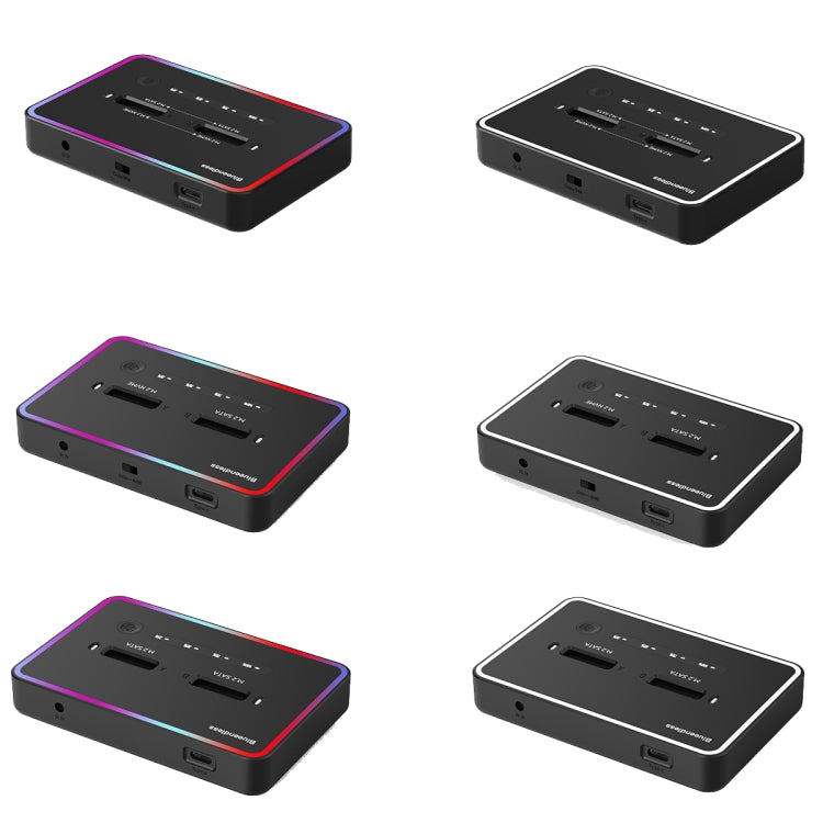 RGB Dual NVME or Dual SATA Blueendless M.2 Dual-Slot Hard Drive Base Solid State Hard Drive Box, US Plug by buy2fix