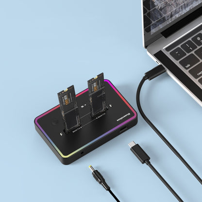 RGB Dual SATA Blueendless M.2 Dual-Slot Hard Drive Base Solid State Hard Drive Box, US Plug by buy2fix