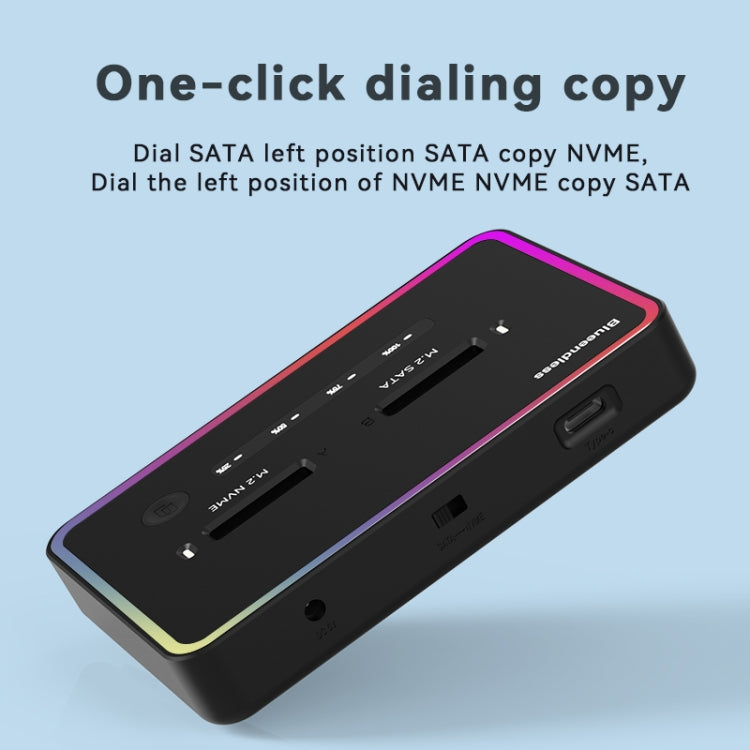 Dual NVME or Dual SATA Blueendless M.2 Dual-Slot Hard Drive Base Solid State Hard Drive Box, US Plug by buy2fix