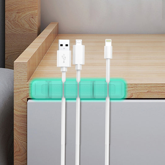 AhaStyle PT125-S 5 Holes Adhesive Version Silicone Cable Clip Desktop Data Cable Storage Holder(Luminous Green) - Cable Organizer by AhaStyle | Online Shopping UK | buy2fix
