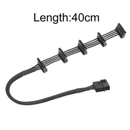 40cm 18AWG Large 4Pin Sleeve Grid 1 To 5 SATA Hard Drive Cage Cable by buy2fix