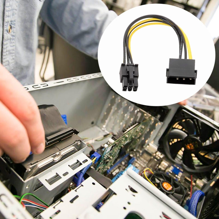 15cm Large 4Pin To 6Pin Power Cord Graphics Card Adapter Cable by buy2fix