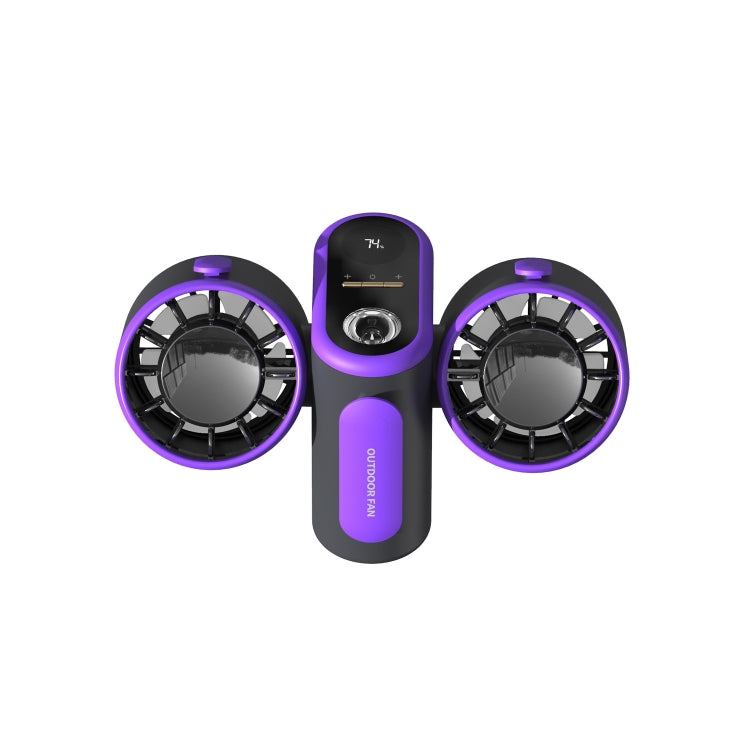 HX-157 Double-head Digital Display Waist-mounted Fan with Emergency Lighting Function(Dark Gray) by buy2fix