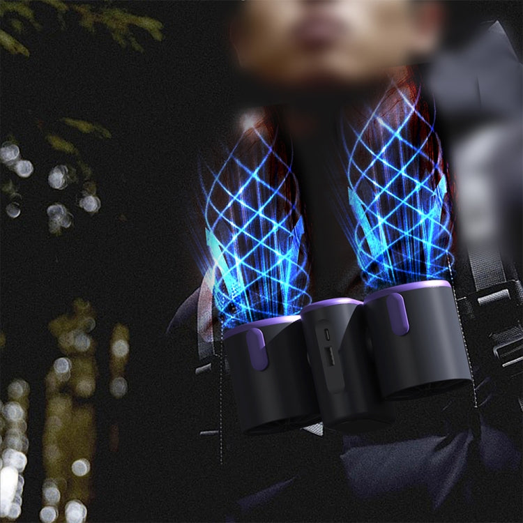 HX-157 Double-head Digital Display Waist-mounted Fan with Emergency Lighting Function(Dark Gray) by buy2fix