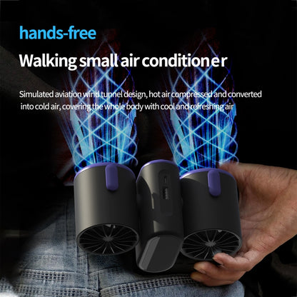 HX-157 Double-head Digital Display Waist-mounted Fan with Emergency Lighting Function(Dark Gray) by buy2fix