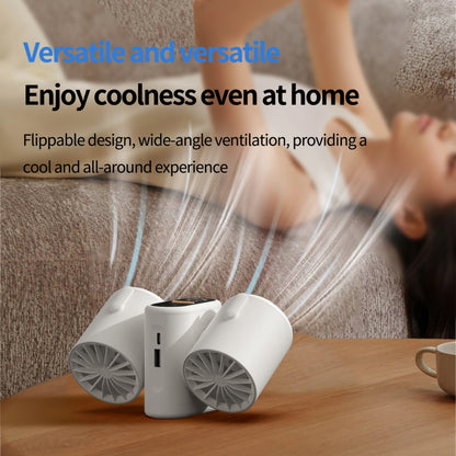 HX-157 Double-head Digital Display Waist-mounted Fan with Emergency Lighting Function(Dark Gray) by buy2fix