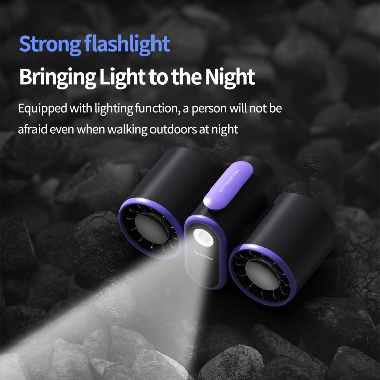 HX-157 Double-head Digital Display Waist-mounted Fan with Emergency Lighting Function(Dark Gray) by buy2fix