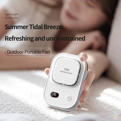 HX-150A Outdoor Digital Display Silent USB Charging Bladeless Waist Hanging Neck Fan(Pink) by buy2fix