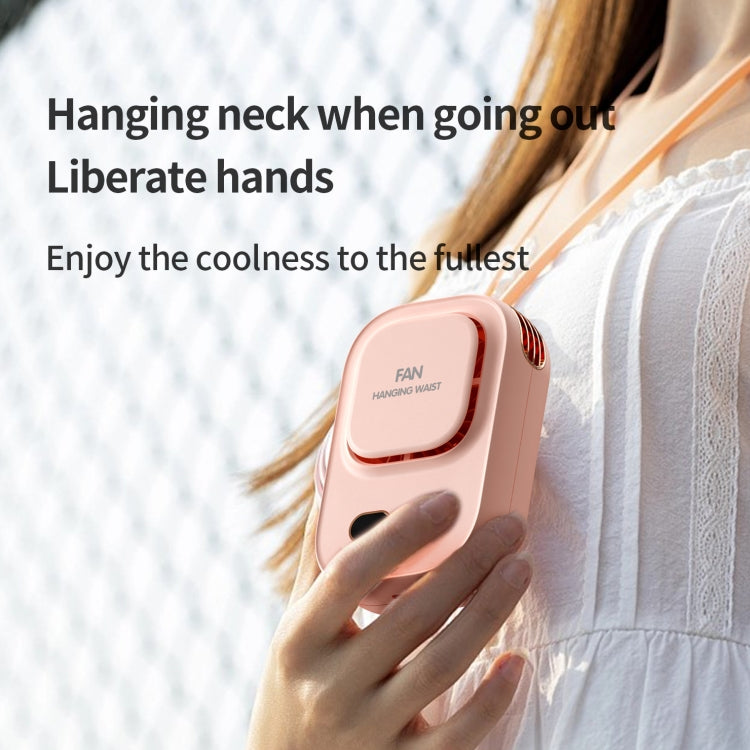 HX-150A Outdoor Digital Display Silent USB Charging Bladeless Waist Hanging Neck Fan(Pink) by buy2fix
