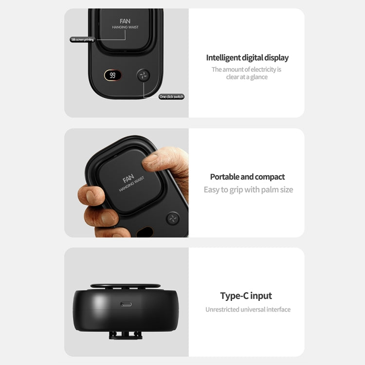 HX-150A Outdoor Digital Display Silent USB Charging Bladeless Waist Hanging Neck Fan(Pink) by buy2fix