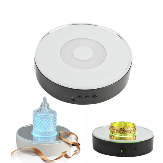 15cm Spinning Display Stand with Gradient Color Lights for Glass Art(Black) by buy2fix