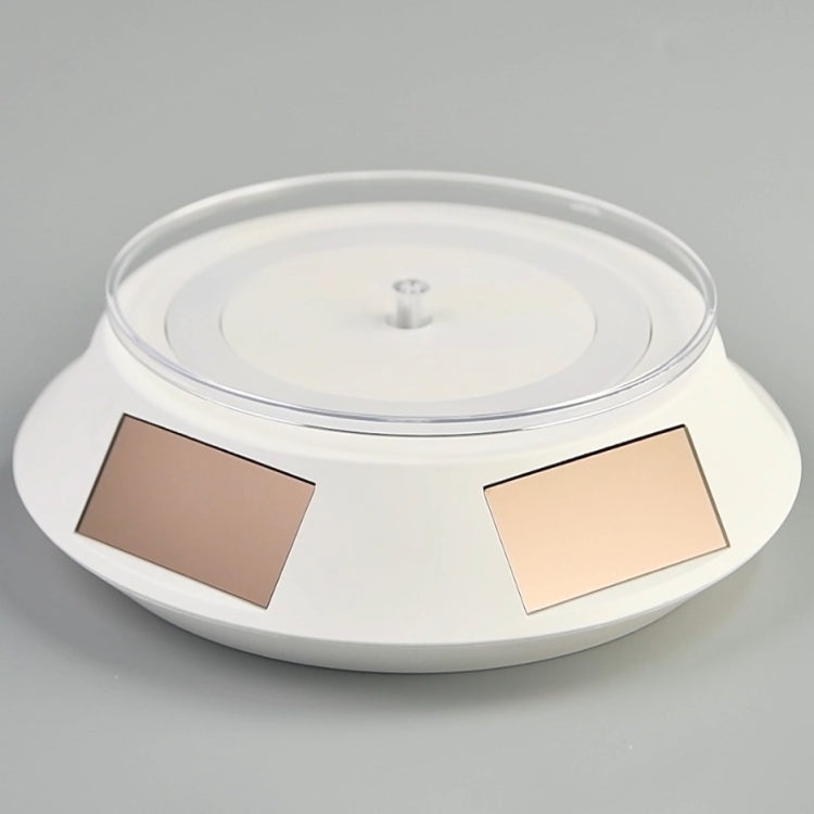 14cm Solar Energy Spinning Display Stand with LED Light for Jewelry Crystal Product Display, Style: White Transparent by buy2fix