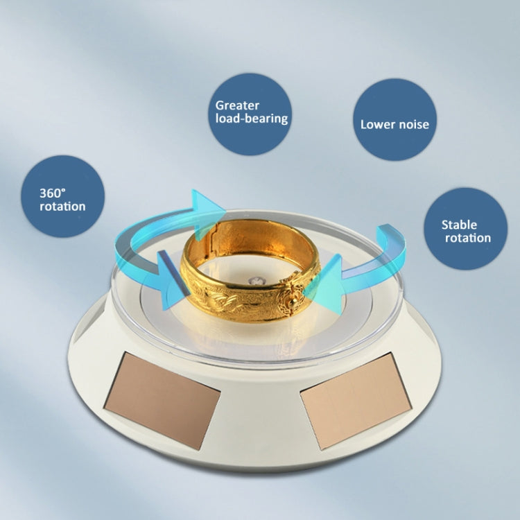 14cm Solar Energy Spinning Display Stand with LED Light for Jewelry Crystal Product Display, Style: White Transparent by buy2fix