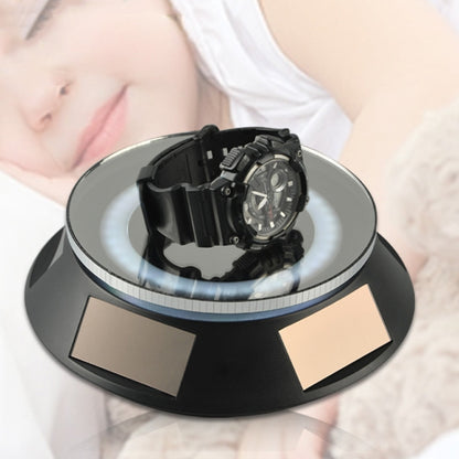 14cm Solar Energy Spinning Display Stand with LED Light for Jewelry Crystal Product Display, Style: White Transparent by buy2fix