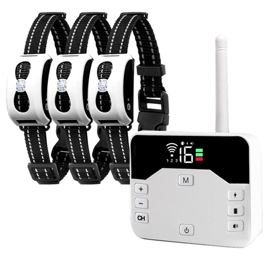 1 Drag 3 Pet Electronic Fence Wireless Stop Barker Outdoor Dog Collar Remote Control Dog Trainer(White)