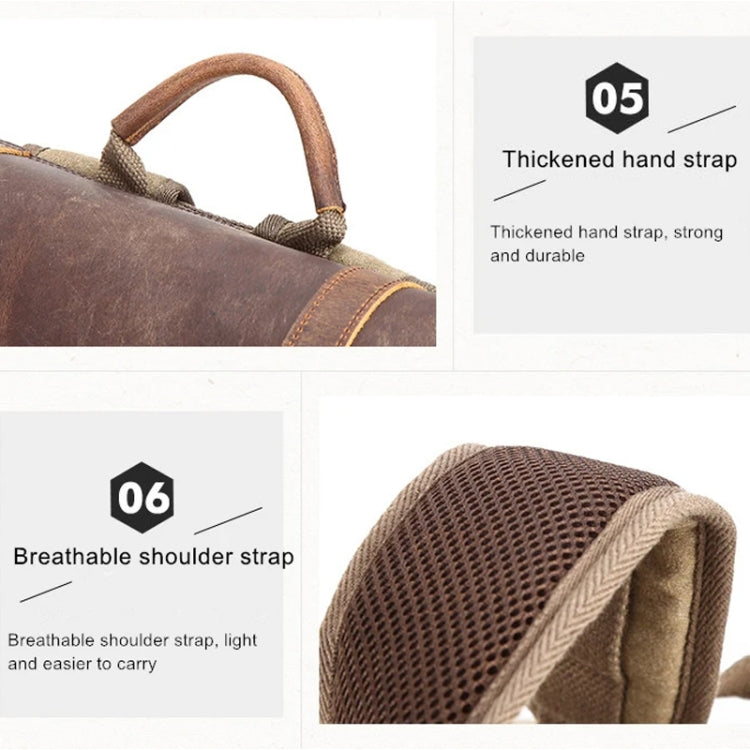 Vintage Camera Bag Waterproof Canvas Backpack with Laptop Compartment Tripod Holder(Khaki) by buy2fix