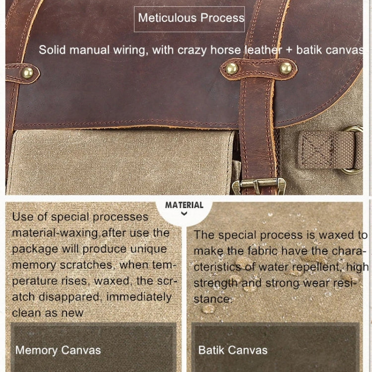 Vintage Camera Bag Waterproof Canvas Backpack with Laptop Compartment Tripod Holder(Khaki) by buy2fix