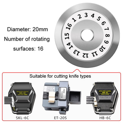 20mm 16 Rotating Surface Fiber Optic Cutting Knife Replacement Tungsten Steel Blade by buy2fix