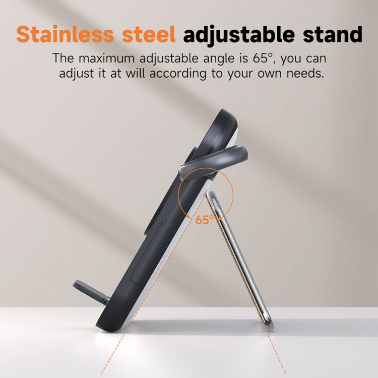 15W 3-in-1 MagSafe Magnetic Folding LED Makeup Mirror Night Light Wireless Charger(Black) by buy2fix