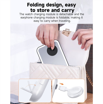 15W 3-in-1 MagSafe Magnetic Folding LED Makeup Mirror Night Light Wireless Charger(Pink) by buy2fix