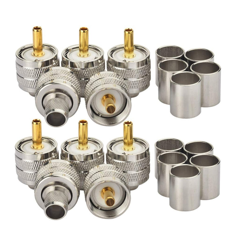 10pcs /Pack UHF Male Crimp Adapter RF Copper Shaft Connector by buy2fix