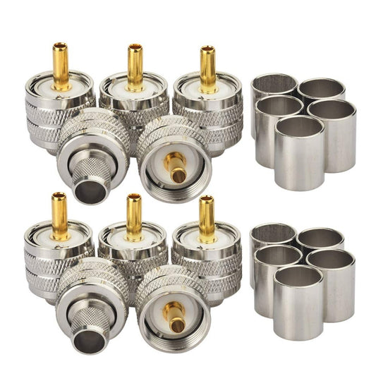 10pcs /Pack UHF Male Crimp Adapter RF Copper Shaft Connector by buy2fix