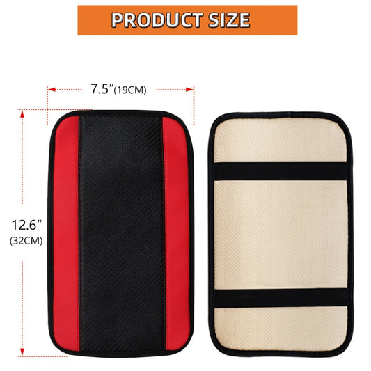 32x19cm PU Carbon Fiber Leather Central Armrest Box Cover Anti-slip Pad(Red) by buy2fix