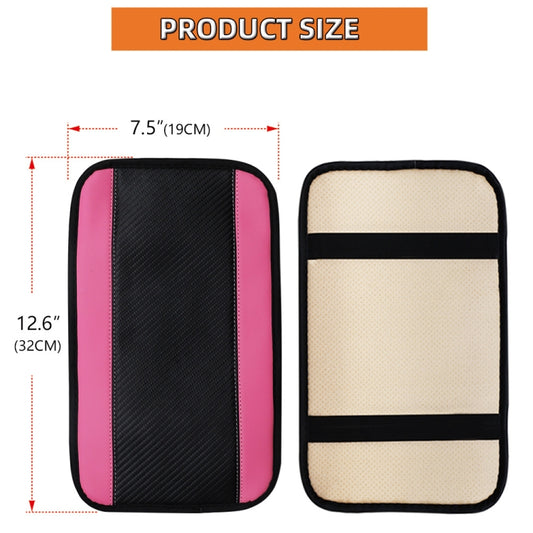32x19cm PU Carbon Fiber Leather Central Armrest Box Cover Anti-slip Pad(Pink) by buy2fix