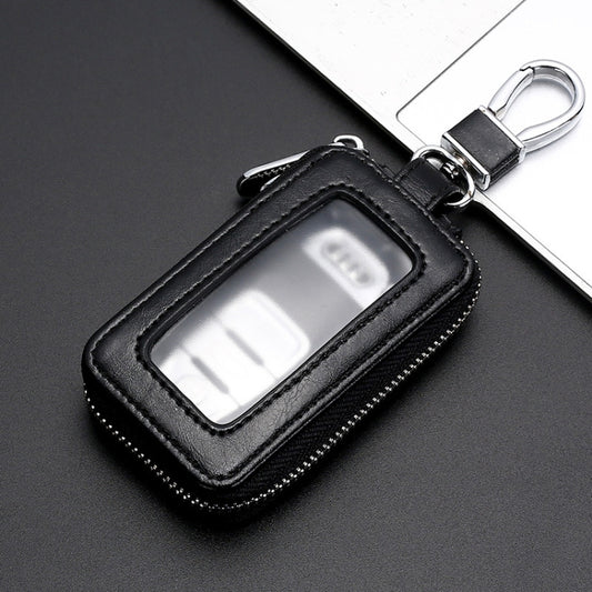 Car Remote Control Universal Visible Zipper Key Case(Black) by buy2fix