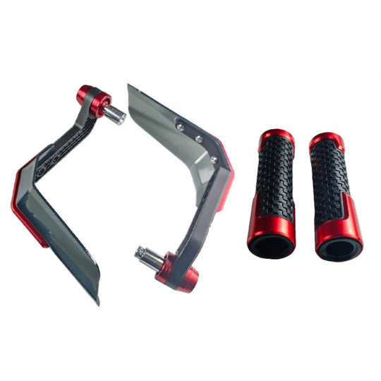 4 In 1 Motorcycle Modification Accessories Horn Windshield Windproof Protective Cover+Handlebar Plastic Throttle Grip Accessories(Red)
