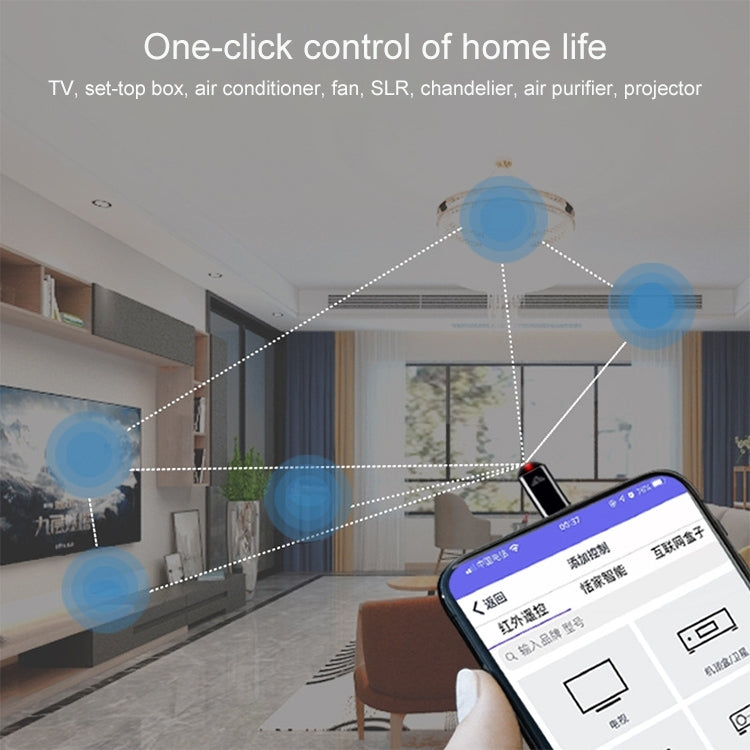R09 For iPhone 15 Series Mobile Phone Infrared TV Air Conditioner Smart Remote Control(Black USB-C) - Phone Remote Control by buy2fix | Online Shopping UK | buy2fix