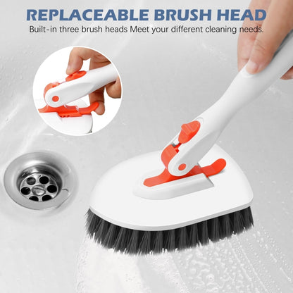 Shower Cleaning Brush With 52 Inch Adjustable Handle Tub Tile Scrubber Brush, Spec: Set 1 - Handheld Cleaner & Mops by buy2fix | Online Shopping UK | buy2fix